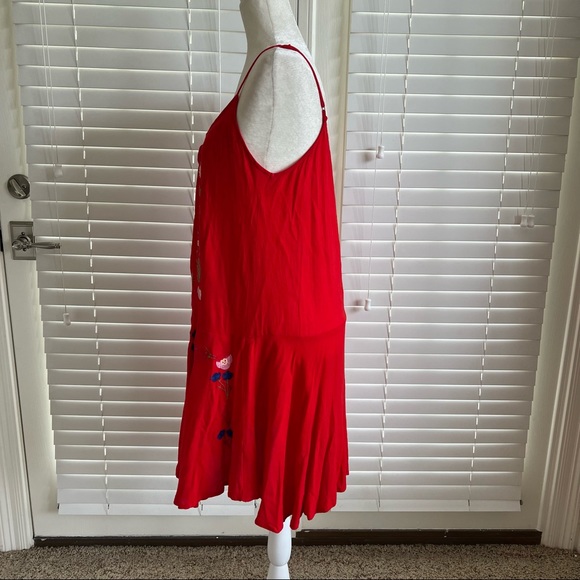 Umgee Size Medium Red Floral Mini Summer Bohemian Dress Sleeveless Cottagecore - Picture 7 of 13